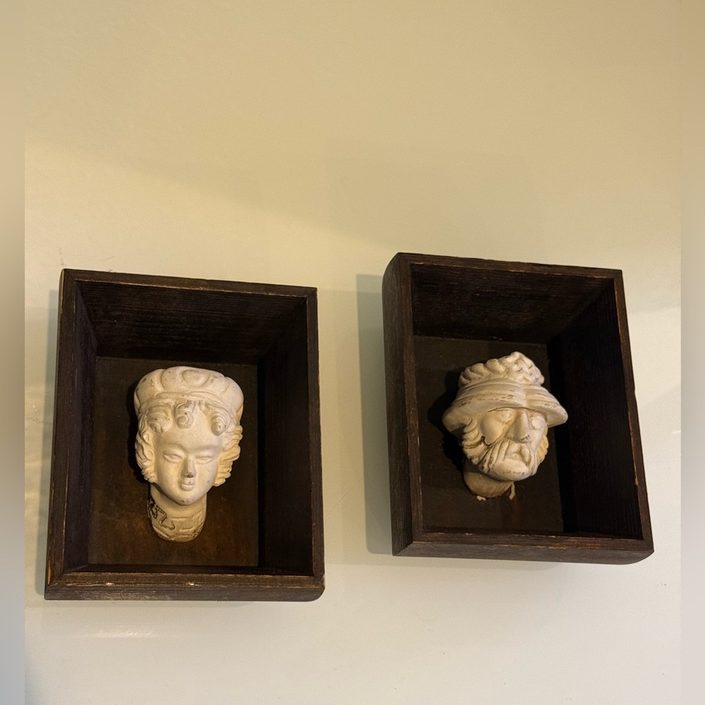 2 Vintage Head Replicates from Wawel Castle Coffered Ceiling of the Envoys' Hall